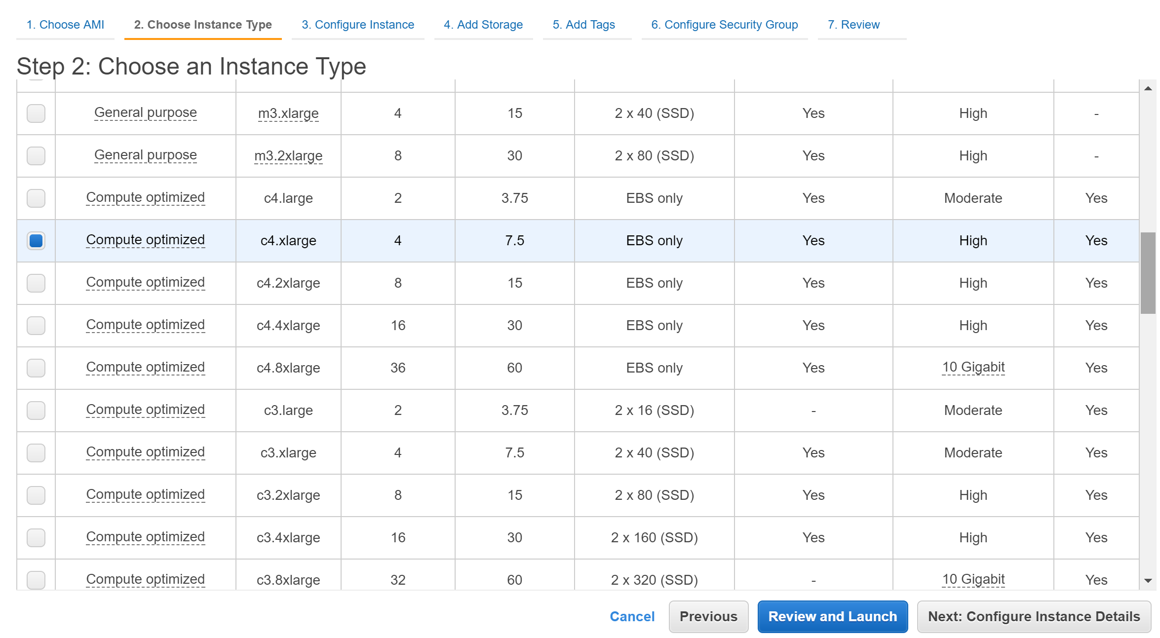 Choose Instance Type